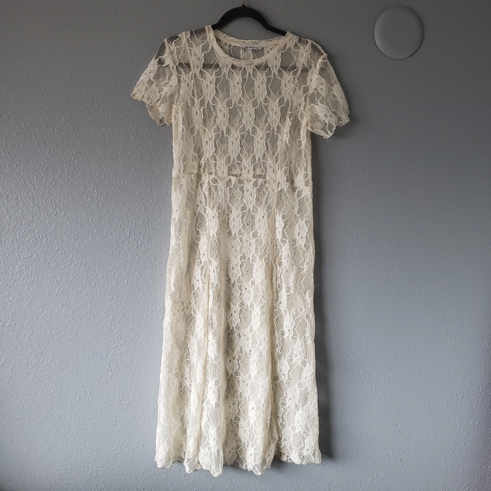 ZARA off white lace midi dress